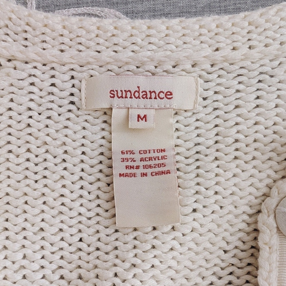 Sundance Cottage Romantic White Rolled Neck Crochet Sleeves Cardigan - Picture 7 of 7